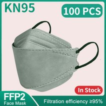 물고기 마스크 KN 마스카라 F 성인 orandi FF a k 레이어 FF 승인 얼굴 FF 호흡기 입 커버 a que, 17 100PCS Green