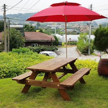 (테이블공장) 야외테이블 방부목 테이블 파라솔별매 6~8인용, 체리색