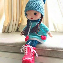보랏빛마을 코바늘 뜨개 인형 diy 태교 뜨개질 패키지 여아인형, 블루