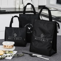 모던 블랙 손잡이 도시락 가방 보온 보냉 쿨링백 냉온 헬스도시락가방 직장인 점심 도시락가방 런치백 이유식 보관 방수 가방 밀프랩가방 배달가방, 선인장L