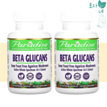 Paradise Herbs Beta Glucans 파라다이스 허브 베타글루칸 베지캡슐 아가리쿠스버섯추출물 60정 2개