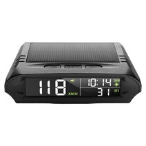 HUD 자동차 무선 GPS 태양열 헤드 디스플레이 Mph KM/H 속도계 시간/속도 알람/온도/고도 HUD 차량 시계, 검은색, CN, 01 Black
