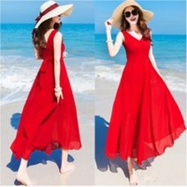 CRESCO 보헤미안 쉬폰 비치 롱 원피스 BIU08