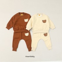 (여아 남아 공용) 기모 곰돌이 보풀 자수 상하세트