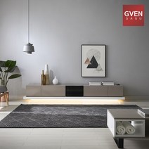 GVEN 지벤 뉴 노르마니 LED 유리도어 거실장 GL, 블랙, 올화이트