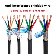 꽈배기 전선 차폐 케이블 18awg 23458 코어 2624awg 22awg20awg 10-24 코어 차폐 와이어 순수 구리 rvvp 제어 와이어 신호 와이어, 24코어, 20AWG 0.5mm 5미터
