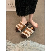 털슬리퍼 퍼 여성 샌드 독서실 클래식 슬립온 패딩