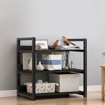 템팜 카페 거실 원룸 4단 스틸 선반 (80CM) (블랙) 전자레인지선반 선반장 좁은방수납