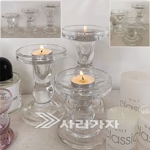 캔들홀더 유리촛대 엔틱 양초 크리스탈촛대 트레이, 중