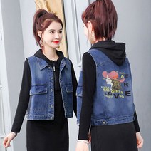 JUSTFEELING 75kg까지 여성 봄 가을 데님 민소매 청 숏 조끼 베스트 3종디자인