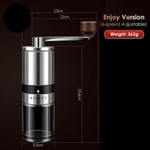 휴대용 수동 커피 그라인더 콩 두께 조절 가능 세라믹 그라인딩 코어 이동식 미니 머신 도구, CHINA, 6 Gears Adjustable