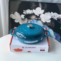 [르 쿠르제] 무쇠냄비 26cm 설화문양 전골 다용도 쿨컬러, 캐리비안블루