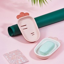 리빙쉘 당근 비누 케이스 비누곽 비누 받침대 비누 홀더, 화이트+그린+옐로우, 1개
