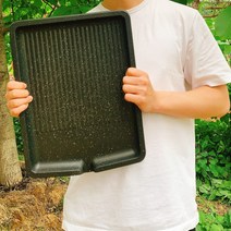 뉴테크 국산 고기불판 가정용 업소용 삼겹살불판 40 x 30cm, 사각불판 중형