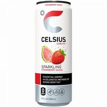 섭씨 섭씨 스파클링 에너지 드링크 설탕이나 방부제 없음 딸기 구아바12 음료 각각 12 Fl Oz.