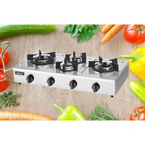 린나이업소용 가스레인지 4구 가스렌지 영업용 RSB-490S 스텐레스, LNG도시가스