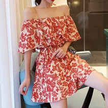 트루픽 오프숄더 여름 점프수트 숏팬츠 원피스 스타일 점프슈트 한벌코디