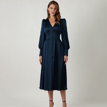 페미닌 새틴 슬림 롱 드레스