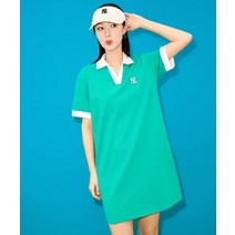 MLB 여성 오픈카라 배색 컴포터블핏 카라 원피스 NY (D.Green)