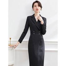 코디네이터유니폼 성형외과 실장 데스크 원피스 허리 슬림 스트라이프 A02
