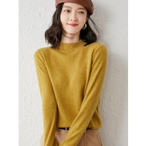 풀오버스웨터 겨울 가을 솔리드 무지 스트레이트핏 일자 반폴라 캐시미어스웨터 여성 이너 티 양털 울셔츠 2444398242