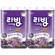 리빙데코 라벤더 슈퍼롱 화장지 33m 30롤 x 2팩 롤휴지 두루마리