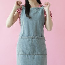 3초쿨 데님 청앞치마 카페 공방 애견 미용 쉐프 바리스타, 연청색, 1개