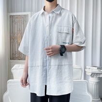 줄무늬반팔셔츠 8XLM2023 여름아메카지 카고 남자 OVERSIZE 빅 오버핏 4995003764