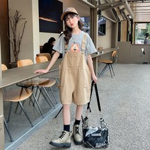 JUST FEEL!NG 여아 캐주얼 점프수트 키즈 주니어 멜빵 반바지 초등학생 데일리 바지 120-170