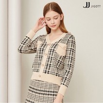 JJ지고트 체크 패턴 가디건 +스커트 세트 GMBP1OPT2