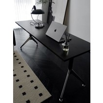 모던 미드센츄리 유럽풍 임스테이블 홈 데스크 테이블, 블랙 2.5CM 두께 패널110x60x75cm