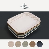 윤도자기 다인 팔각소접시 직사각 접시, 설백