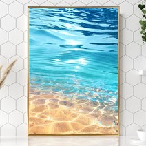 물결 물 그림 여름 유럽 바다 파도 풍경 사진 거실 액자 윤슬 감성, 에메랄드햇살 바다물결, 무광골드, 초대형A0 (84.1x1189cm)
