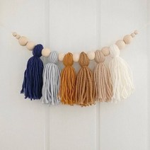 벽장식 풍경 세련된 태슬 가랜드 다양한 스타일 폼가랜드 친환경 데코레이션 우드 비즈 파스텔 배너, [08] F