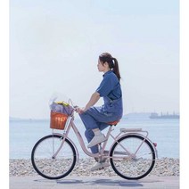 출퇴근자전거 여성용 자전거 24인치 산책 저렴한 어른, 핑크  22인치