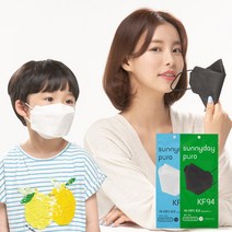 써니데이 퓨로 KF94 KF80 마스크 50매 대형 소형 여름용마스크 황사방역마스크, 블랙-KF94-소형, 1개