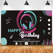 꿈 별이 빛나는 하늘 Tok 팝 음악 멜로디 놀이 배경 소녀 생일 파티 룸 장식 동적 Tik 뮤지컬 참고 헤드셋 사진 배너, 02 GLT00352_12 270X180CM, 02 GLT00352_12 270X180CM