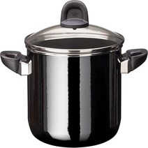 Silit Modesto Line 냄비 높이 24 cm 유리뚜껑 냄비 6.4 L 실라간 기능성 세라믹 인덕션 냄비 블랙, 1개