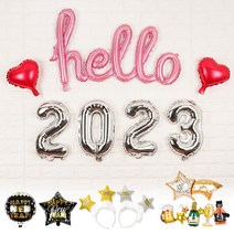 파티짱 컨페티 HELLO 2023 새해 신년 GOODBYE 2022 풍선 세트, hello2023컨페티20세트, D05.실버골드골드_소문자