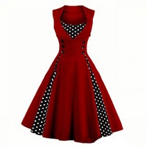 여성 로브 레트로 빈티지 드레스 50s 60s 로커 빌리 도트 스윙 핀 여름 파티 우아한 튜닉 Vestidos 캐주얼