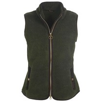 바버Burford Fleece 조끼 in Olive/Classic Size 14