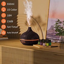에센셜 오일 디퓨저 선물 세트 및 탑 10 아로마 테라피 가습기 550ml, 한개옵션0
