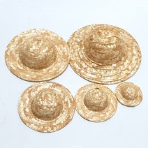 장식용 미니모자 밀짚모자 10개 (사이즈 15cm ) 선인장모자 데코모자 만들기 재료 화훼 포장 장식 소품 화분 꾸미기 귀요미모자