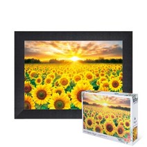 퍼즐피플 해바라기 노을빛 1000피스 풍경 직소퍼즐, 액자포함(우드블랙), 1000p