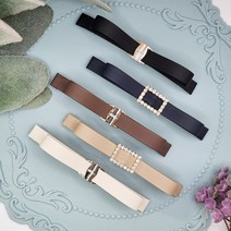 에떼리본 큐빅버클레더 슬림자동핀5P 인조가죽헤어핀