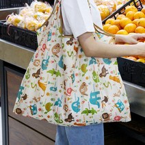 대자시장가방 시장가방 마켓백 장바구니 접이식시장 리사이클링백 에코백 마켓백 데일리백 가방, 블랙색색코끼리