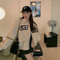WZC 골덴 코듀로이 야구자켓 점퍼 카라 집업 루즈핏 블루종 아우터 봄가을 여성의류