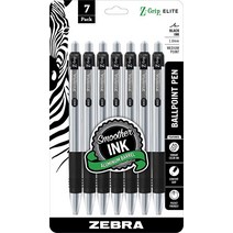 지브라 Pen Z-그립 엘리트 접이식 볼펜 금속 배럴 미디엄 포인트 1.0mm 블랙 잉크 7팩 (27617), Black_7 Count (Pack of 1)