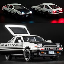 미니오토 이니셜D AE86 자동차 모형 다이캐스트 1대28, 화이트+블랙보닛