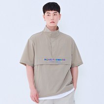 체이스컬트 공용 하이넥 심플 레터링 오버핏 반팔 아노락-BBAU5845D0X